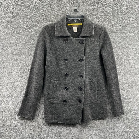 J Crew Womens Wool Peacoat Jacket Medium Gray Double Breasted Classic Minimalist - Picture 1 of 8